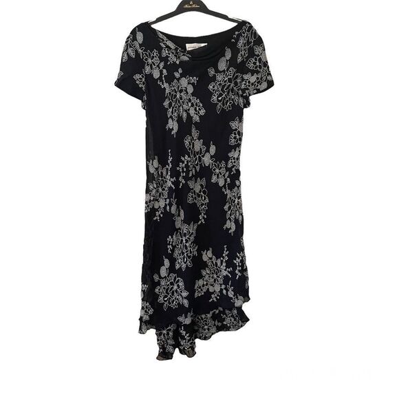 Donna Ricco Black & White Floral Print Summer Dress 10 - Picture 2 of 5